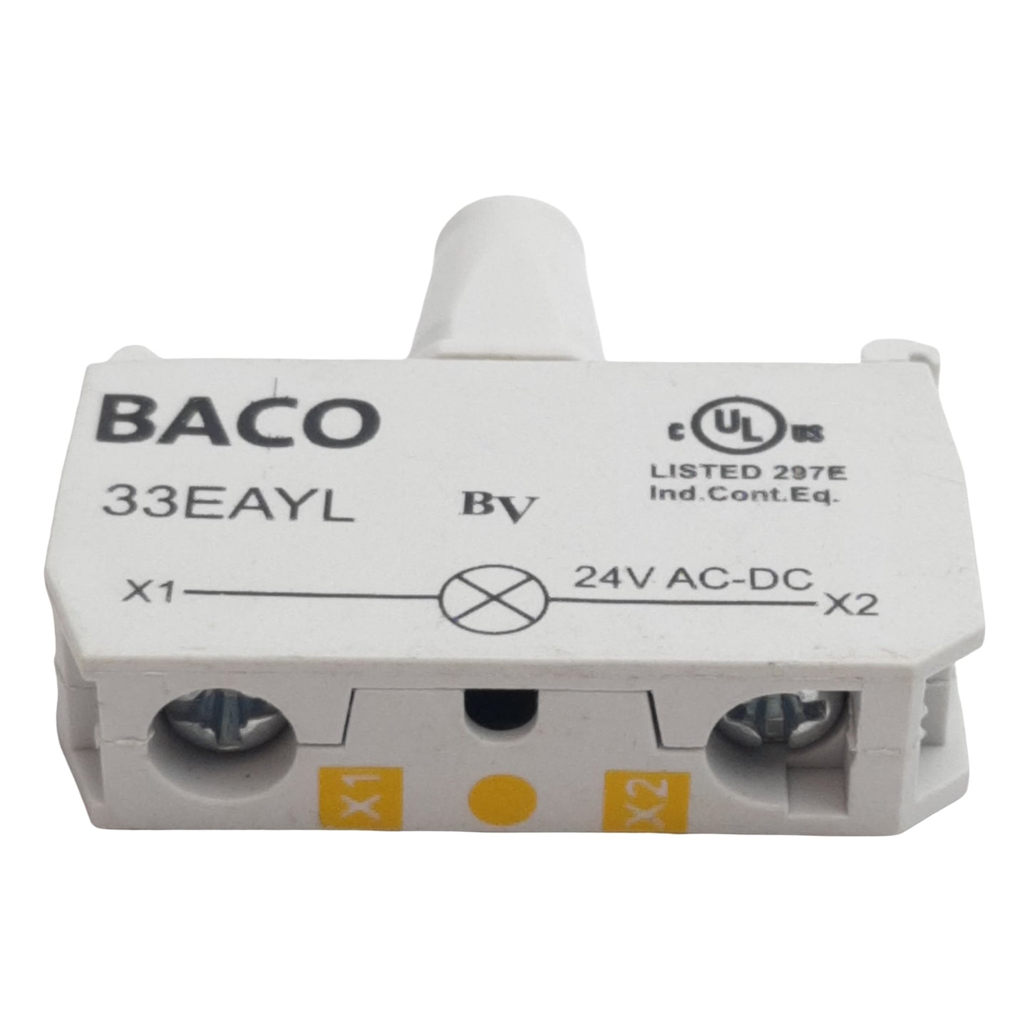 Used Baco 33EAYL Pushbutton Light Emitting Diode Module, Yellow, 24VDC/VAC, 22mm
