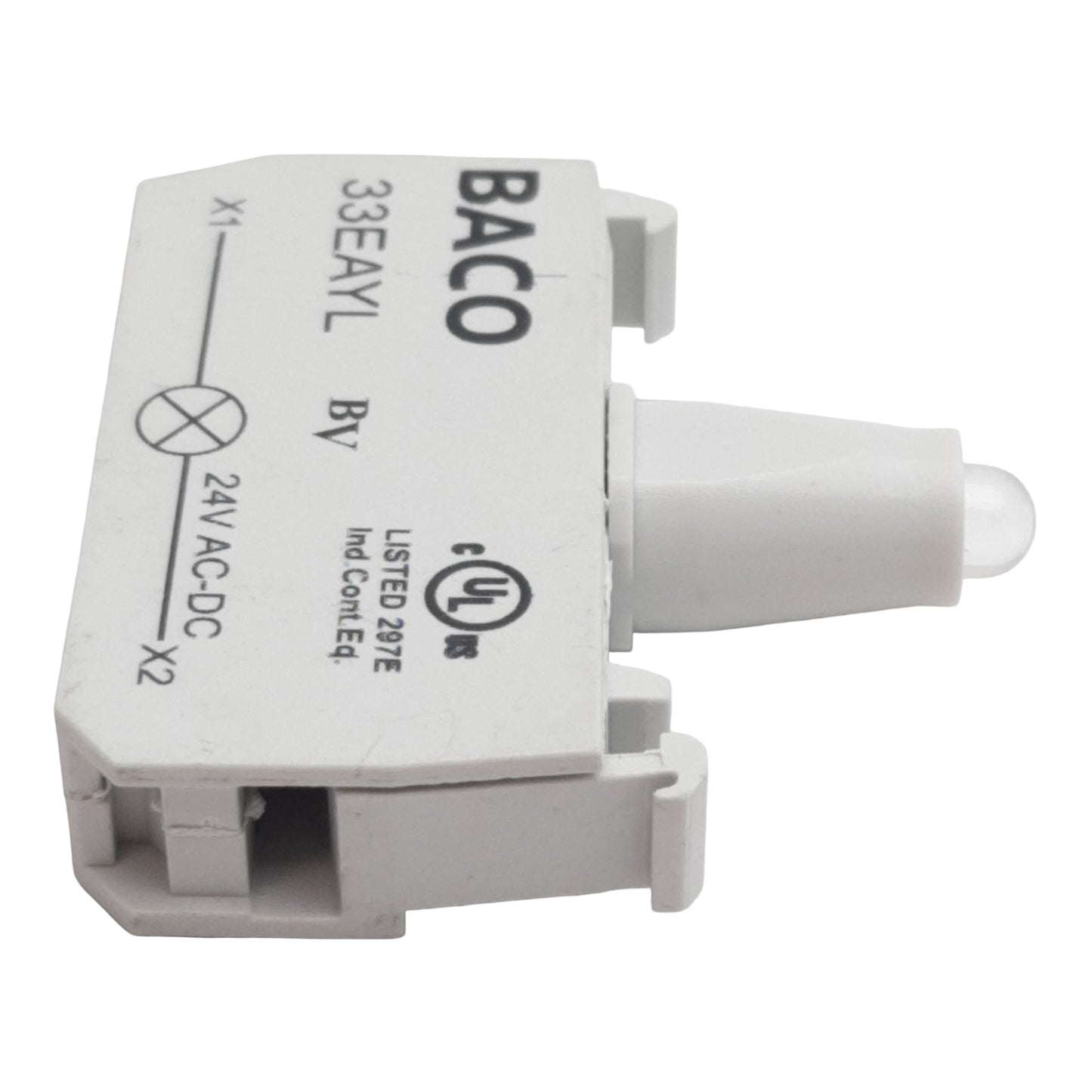 Used Baco 33EAYL Pushbutton Light Emitting Diode Module, Yellow, 24VDC/VAC, 22mm