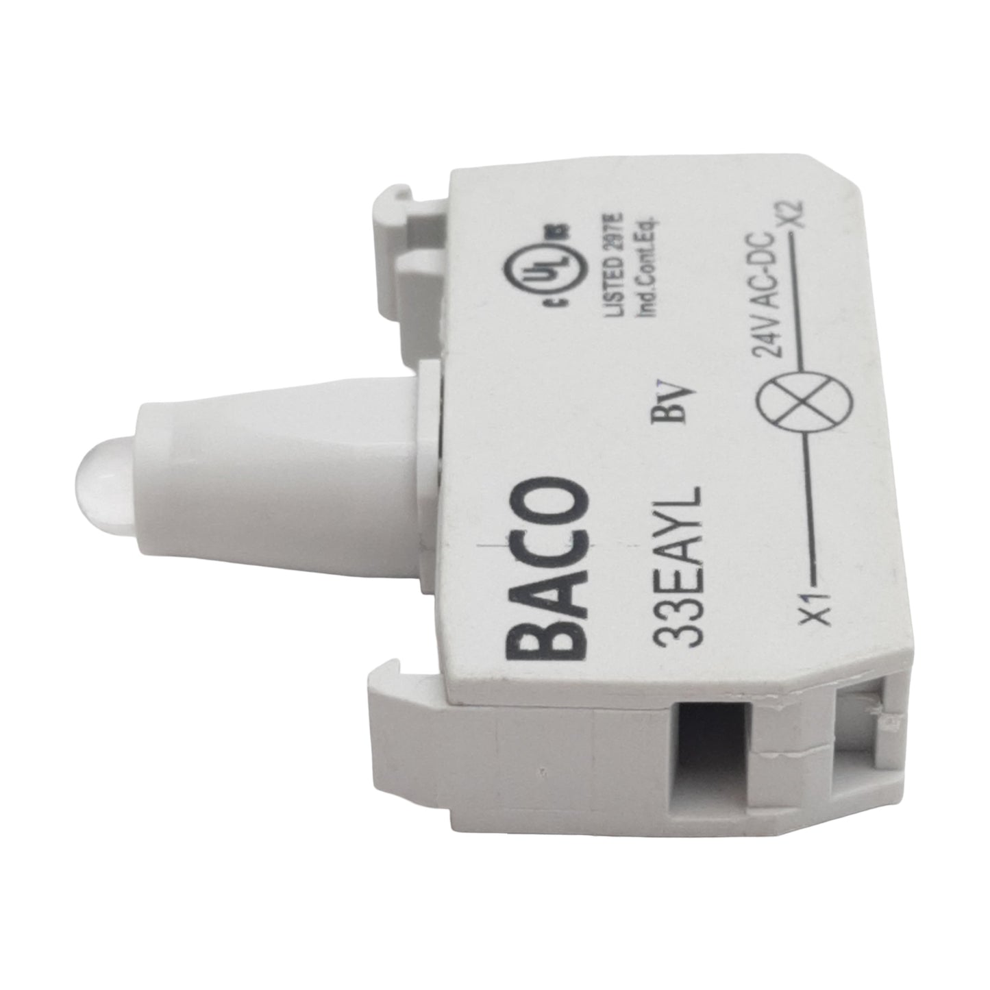 Used Baco 33EAYL Pushbutton Light Emitting Diode Module, Yellow, 24VDC/VAC, 22mm