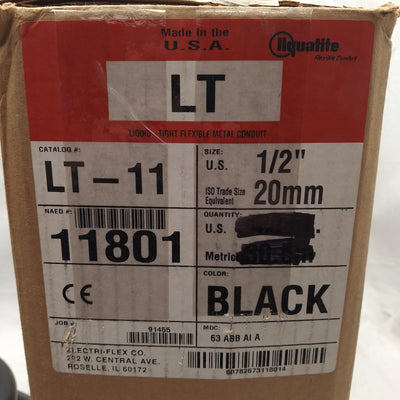 New – Open box Liquatite LT-11 Liquid Tight Conduit, Black PVC, ø0.625in ID, ø0.830 OD, 60ft