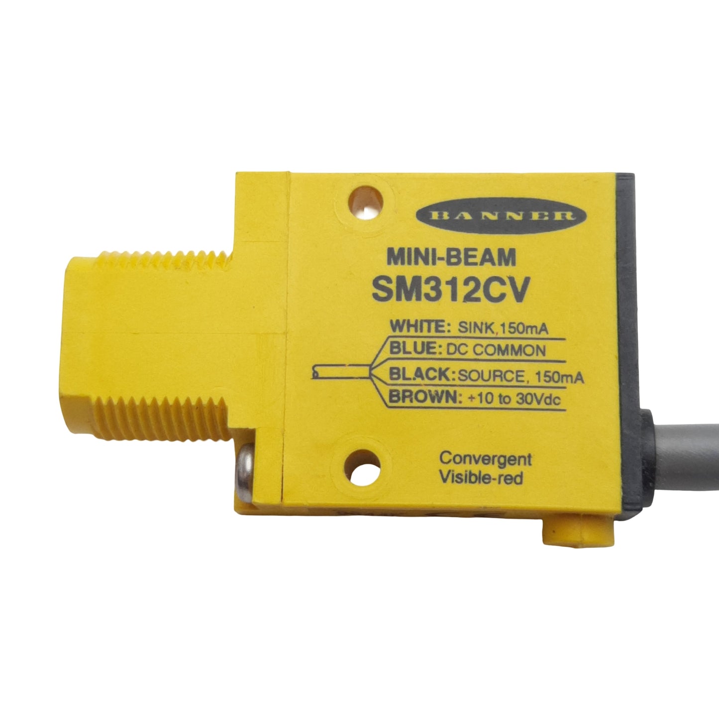 Used Banner SM312CV Mini-Beam Photoelectric Sensor NPN/PNP, 16mm Range, 10-30VDC