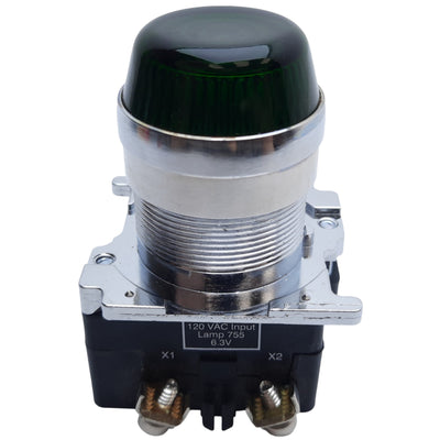 Used Cutler-Hammer 10250T63H Pilot Light, Green Lens, ø30.5mm, 120V AC *No Bulb*