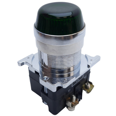 Used Cutler-Hammer 10250T63H Pilot Light, Green Lens, ø30.5mm, 120V AC *No Bulb*