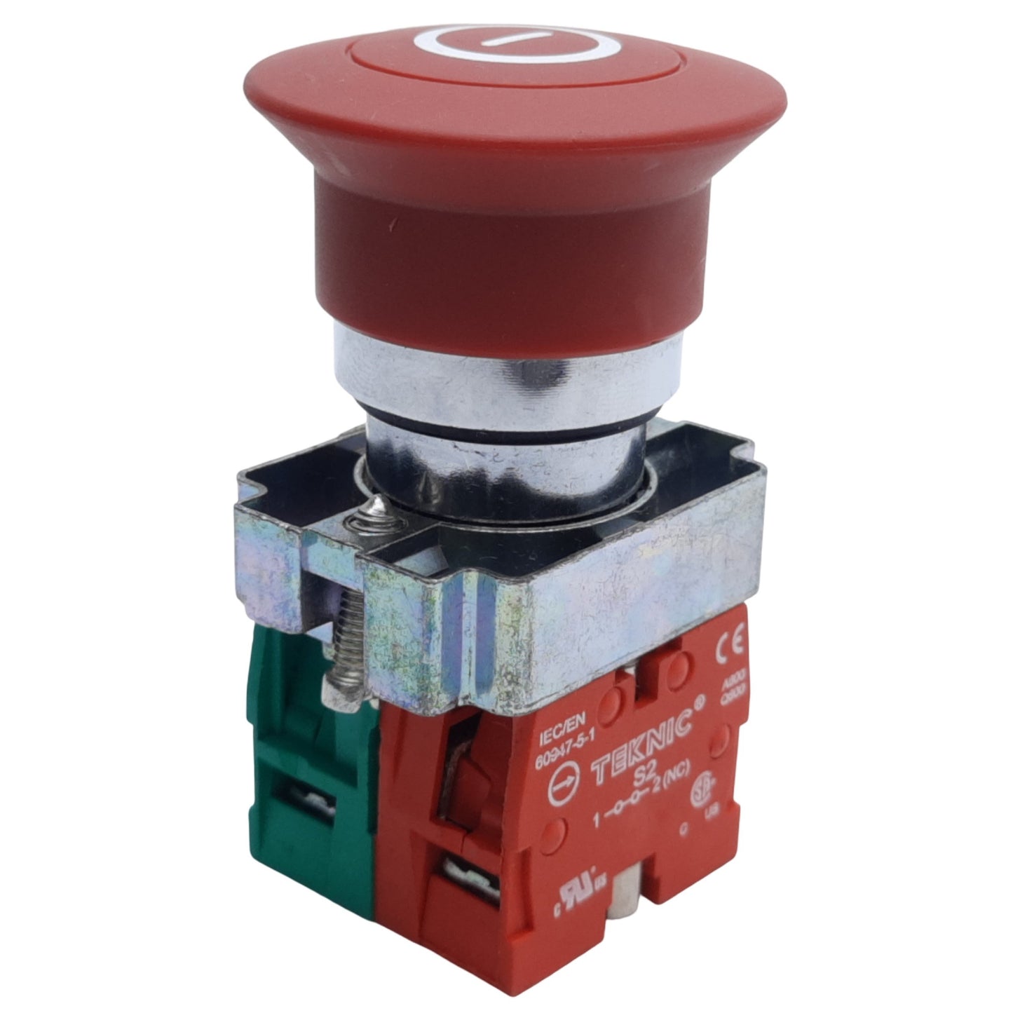Used Teknic 2AMPP4 Emergency Stop Push-Pull Button, Maintained, 1NO-1NC, 10A 500V AC