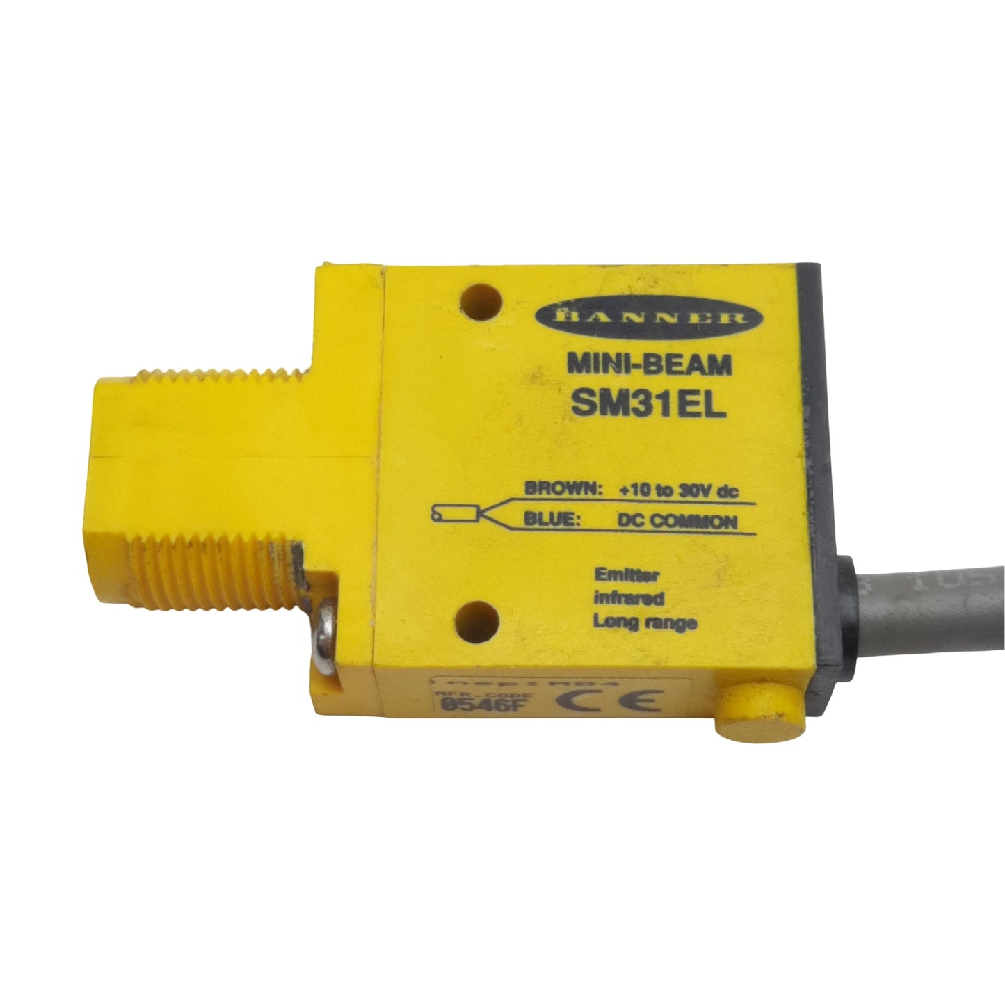 Used Banner SM31EL Mini-Beam Photoelectric Sensor, 10-30VDC, 30m Range, 1.8m Cable