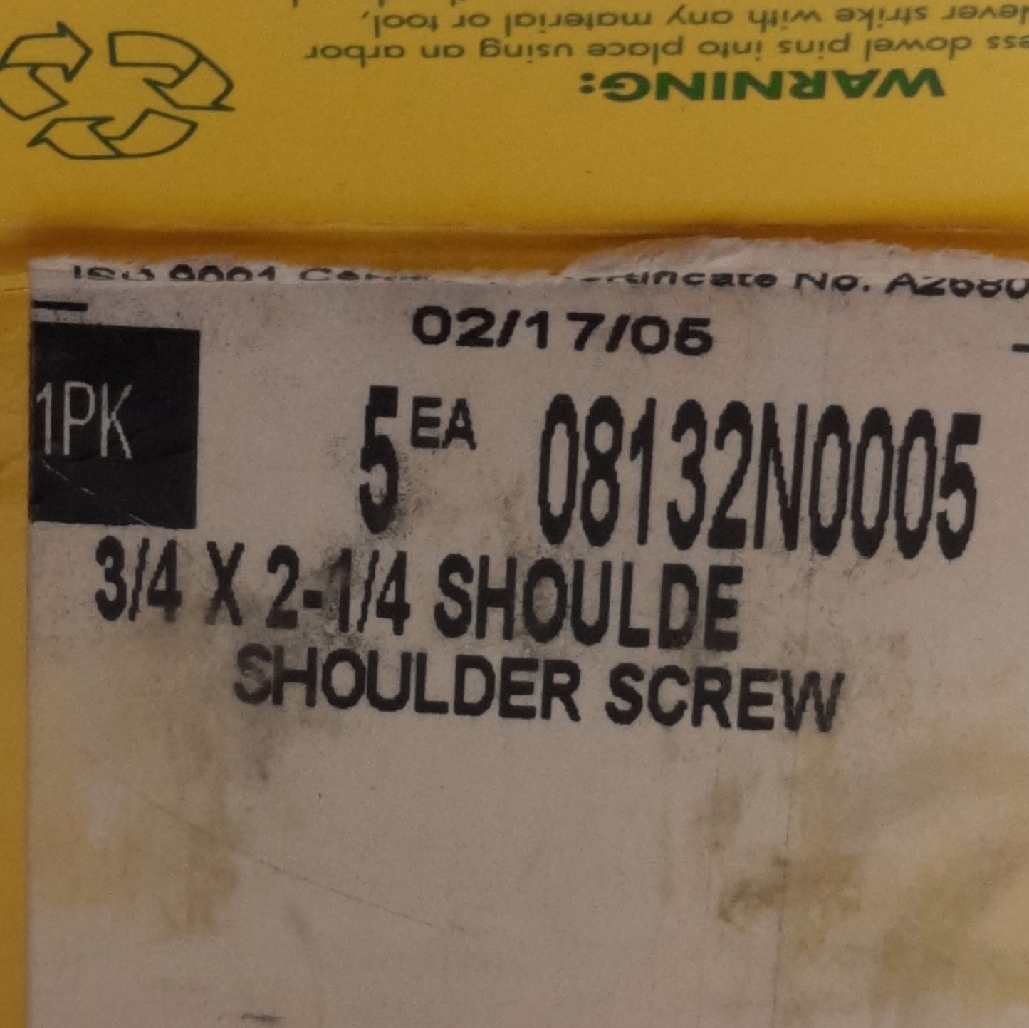 Used Lot of 5 Holo-Krome 08132 Shoulder Screws, 5/8-11 Thread, ø3/4in x 2-1/4in L