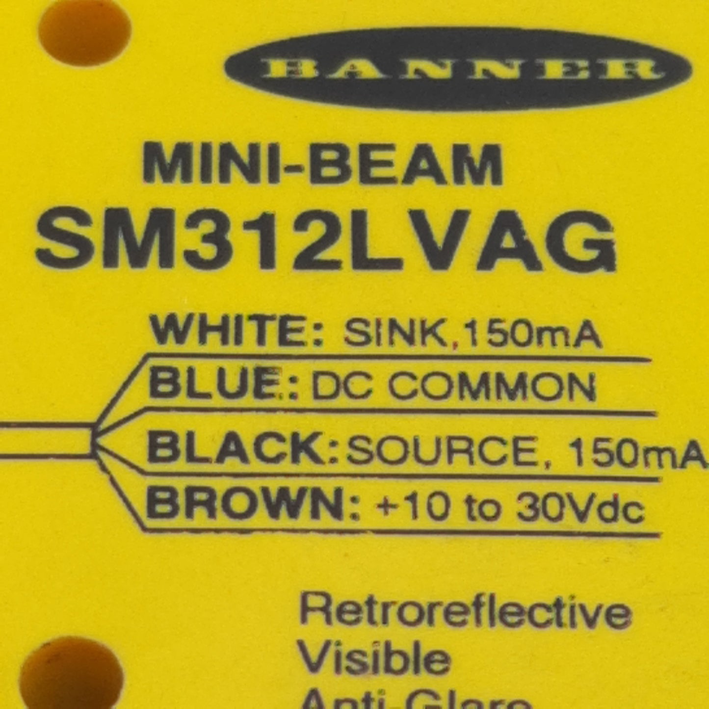 Used Banner SM312LVAG Mini-Beam Photoelectric Sensor, NPN/PNP, 10-30VDC, 2m Range