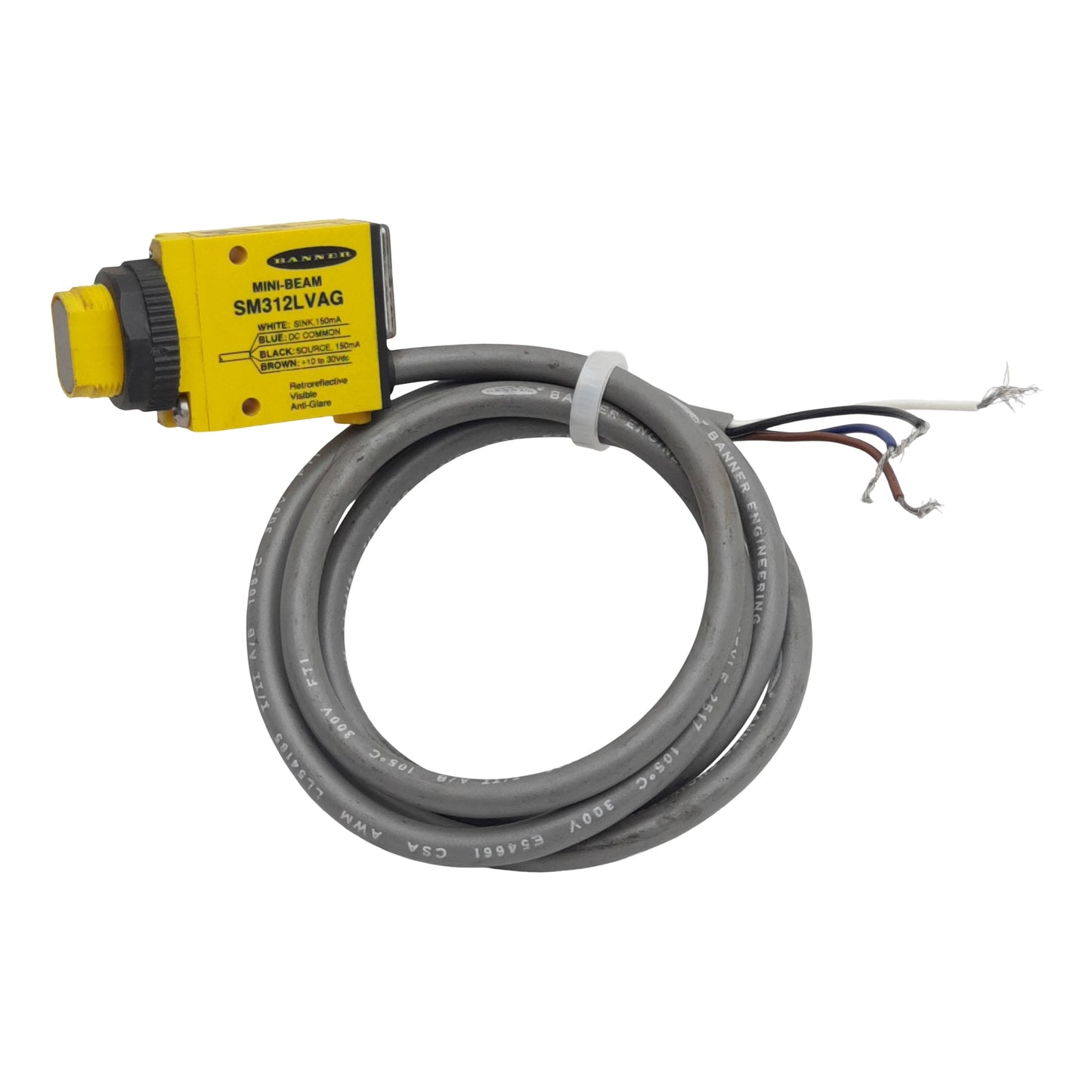 Used Banner SM312LVAG Mini-Beam Photoelectric Sensor, NPN/PNP, 10-30VDC, 2m Range