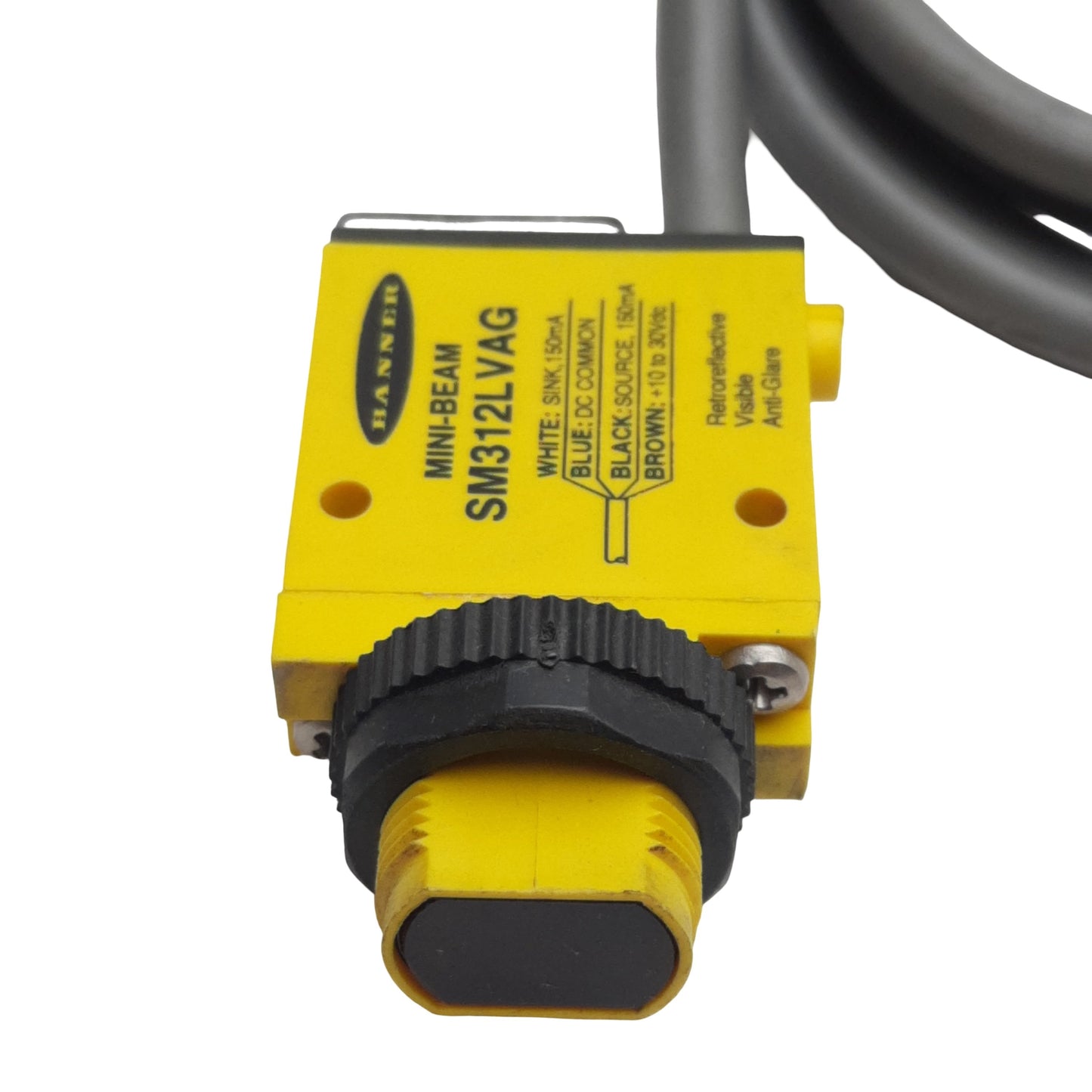 Used Banner SM312LVAG Mini-Beam Photoelectric Sensor, NPN/PNP, 10-30VDC, 2m Range