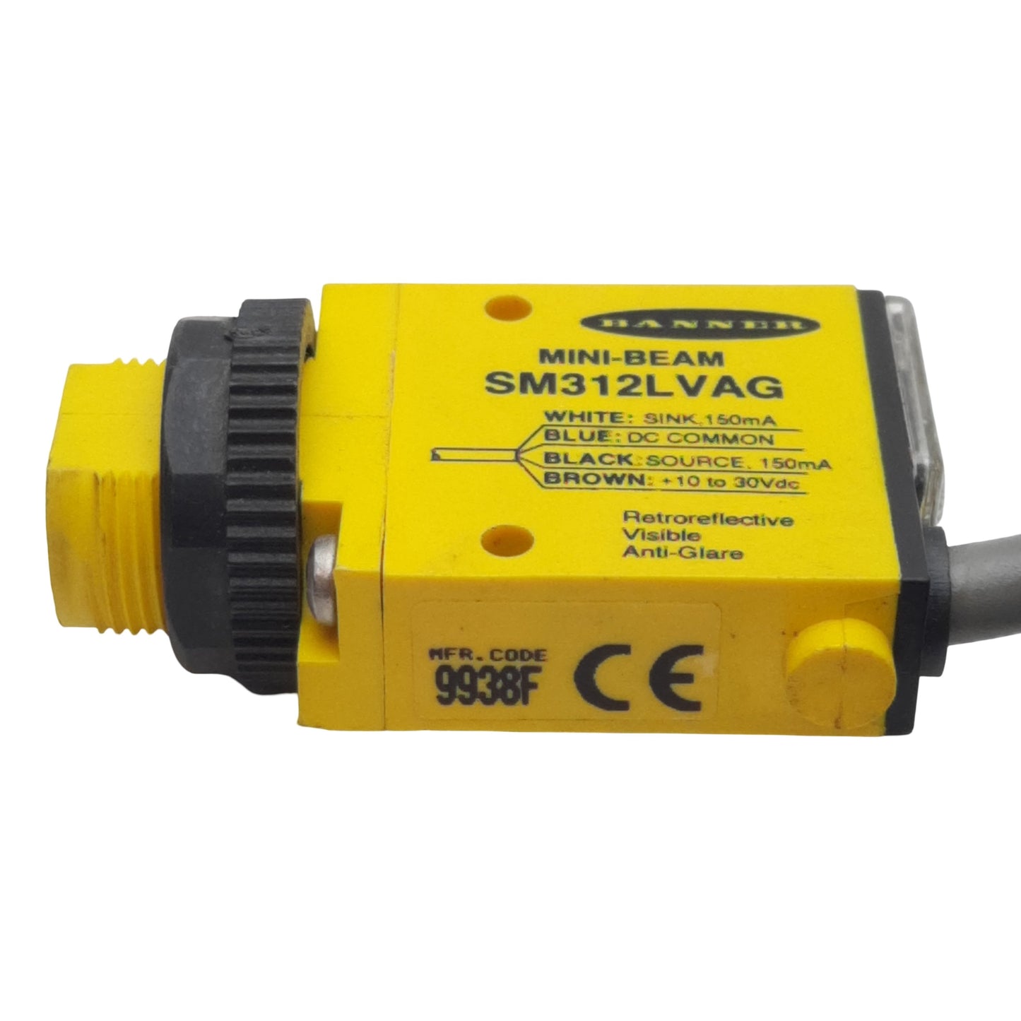 Used Banner SM312LVAG Mini-Beam Photoelectric Sensor, NPN/PNP, 10-30VDC, 2m Range