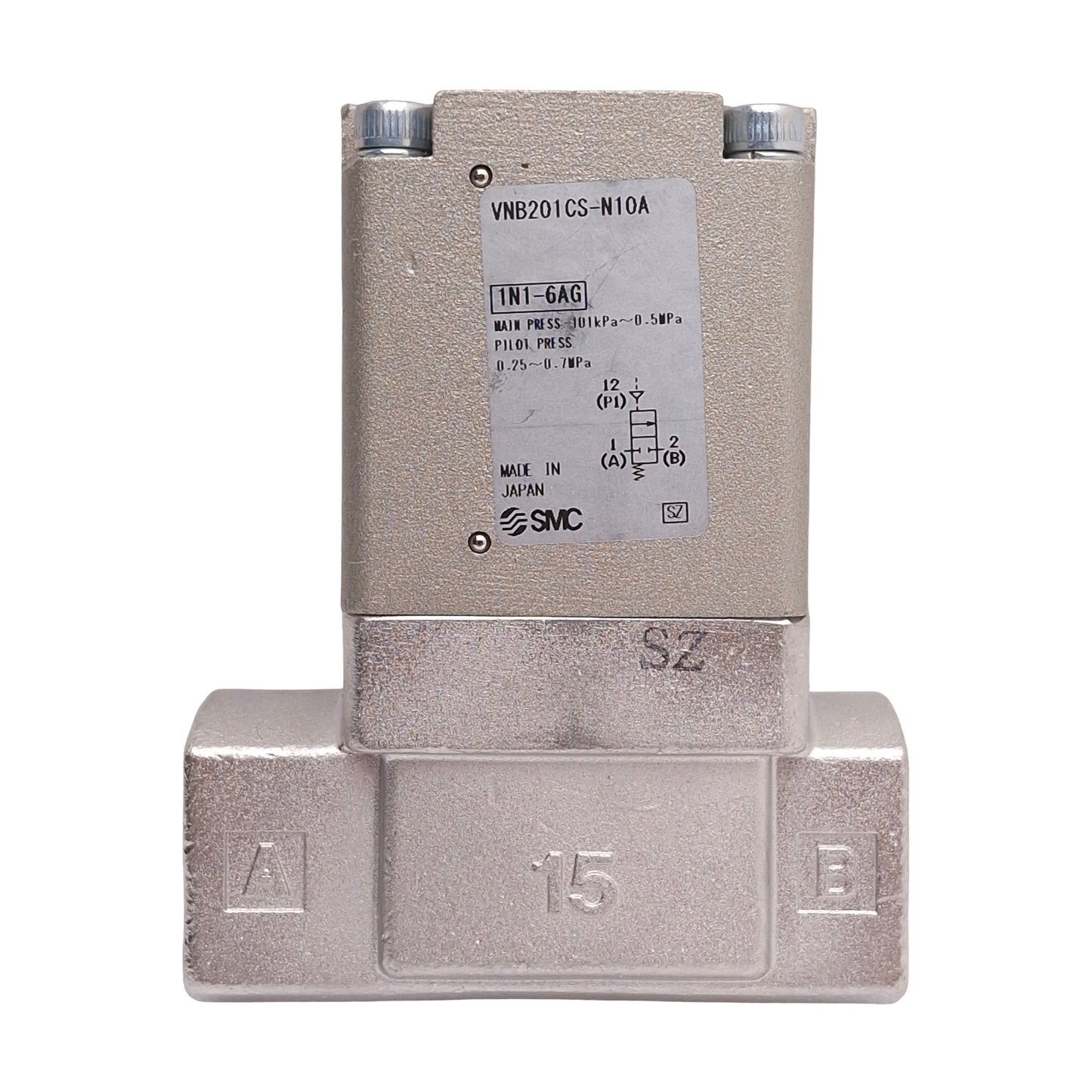New SMC VNB201CS-N10A Process Valve, Normally Closed 2-Port -101kPa~0.5MPa 3/8in NPT