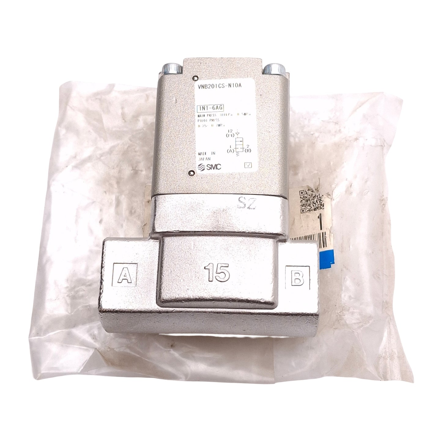 New SMC VNB201CS-N10A Process Valve, Normally Closed 2-Port -101kPa~0.5MPa 3/8in NPT