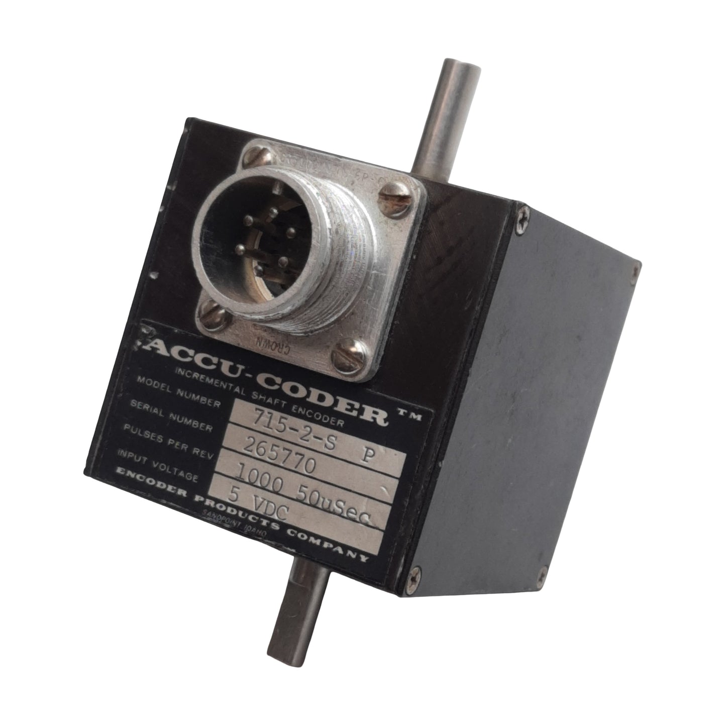 Used Encoder 715-2-SP Accu-Coder Incremental Cube Encoder, ø1/4in Shaft, 5VDC