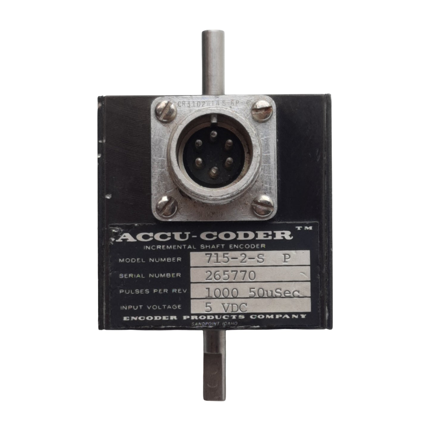 Used Encoder 715-2-SP Accu-Coder Incremental Cube Encoder, ø1/4in Shaft, 5VDC