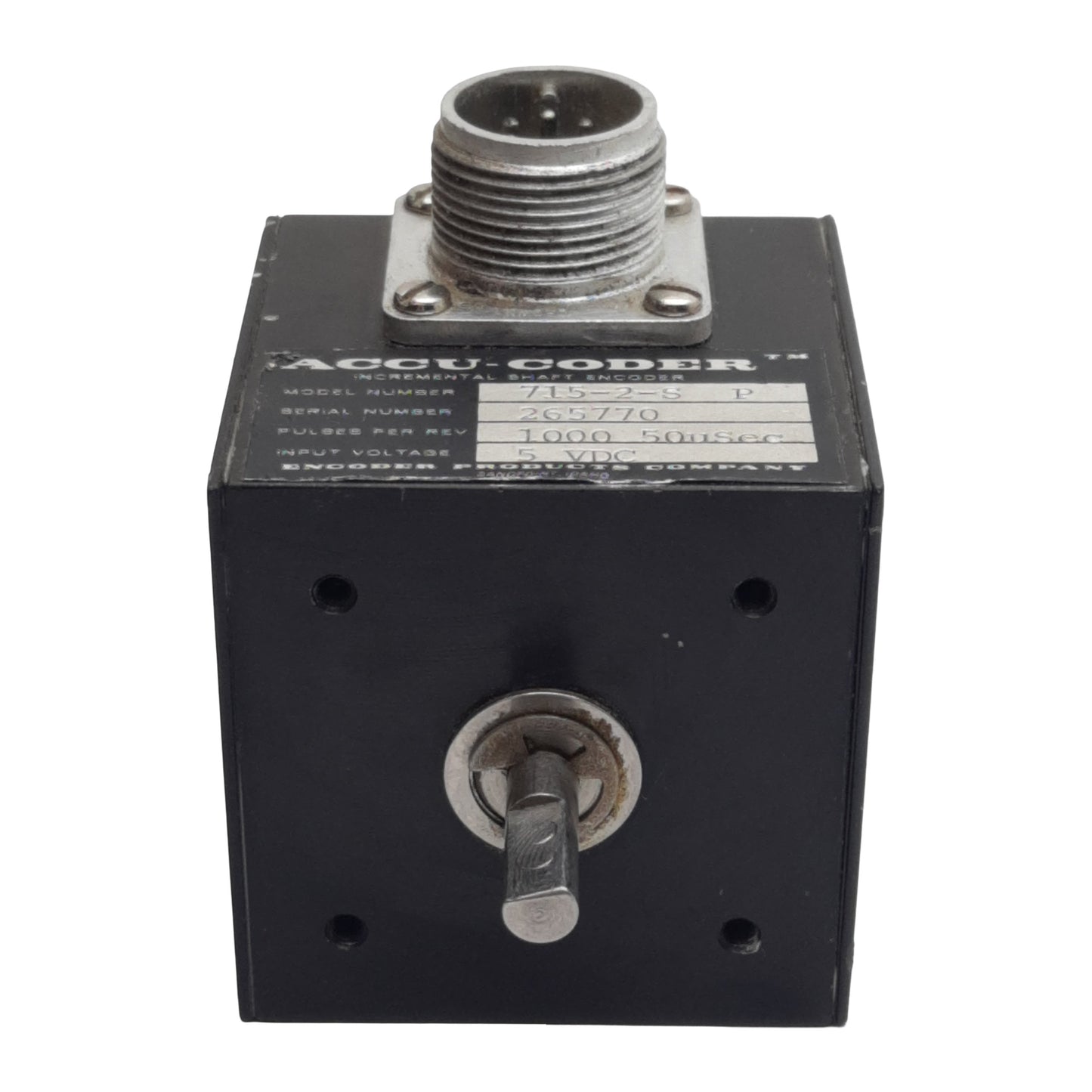 Used Encoder 715-2-SP Accu-Coder Incremental Cube Encoder, ø1/4in Shaft, 5VDC