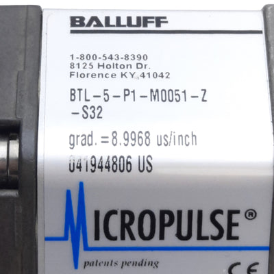 New – Open box Balluff BTL-5-P1-M0051-Z-S32 Micropulse Linear Transducer, Digital Output, 51mm