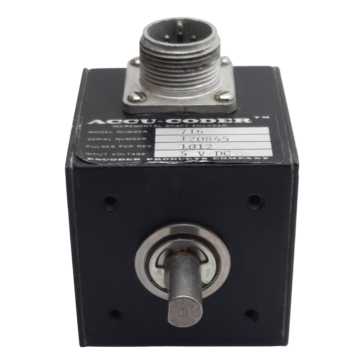 Used Encoder 716 Accu-Coder Incremental Cube Encoder, ø3/8in Shaft, 5VDC, 6-Pin MS
