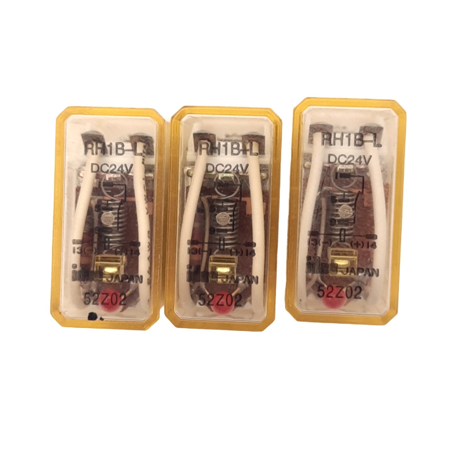Used Lot of 3 IDEC RH1B-L DC24V Relays, SPDT, 5-Pin Blades, 10A Max, 24VDC Coil