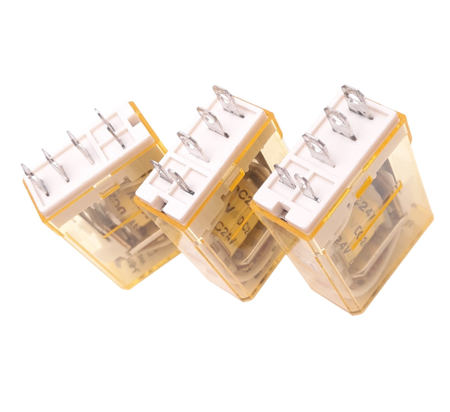 Used Lot of 3 IDEC RH1B-L DC24V Relays, SPDT, 5-Pin Blades, 10A Max, 24VDC Coil