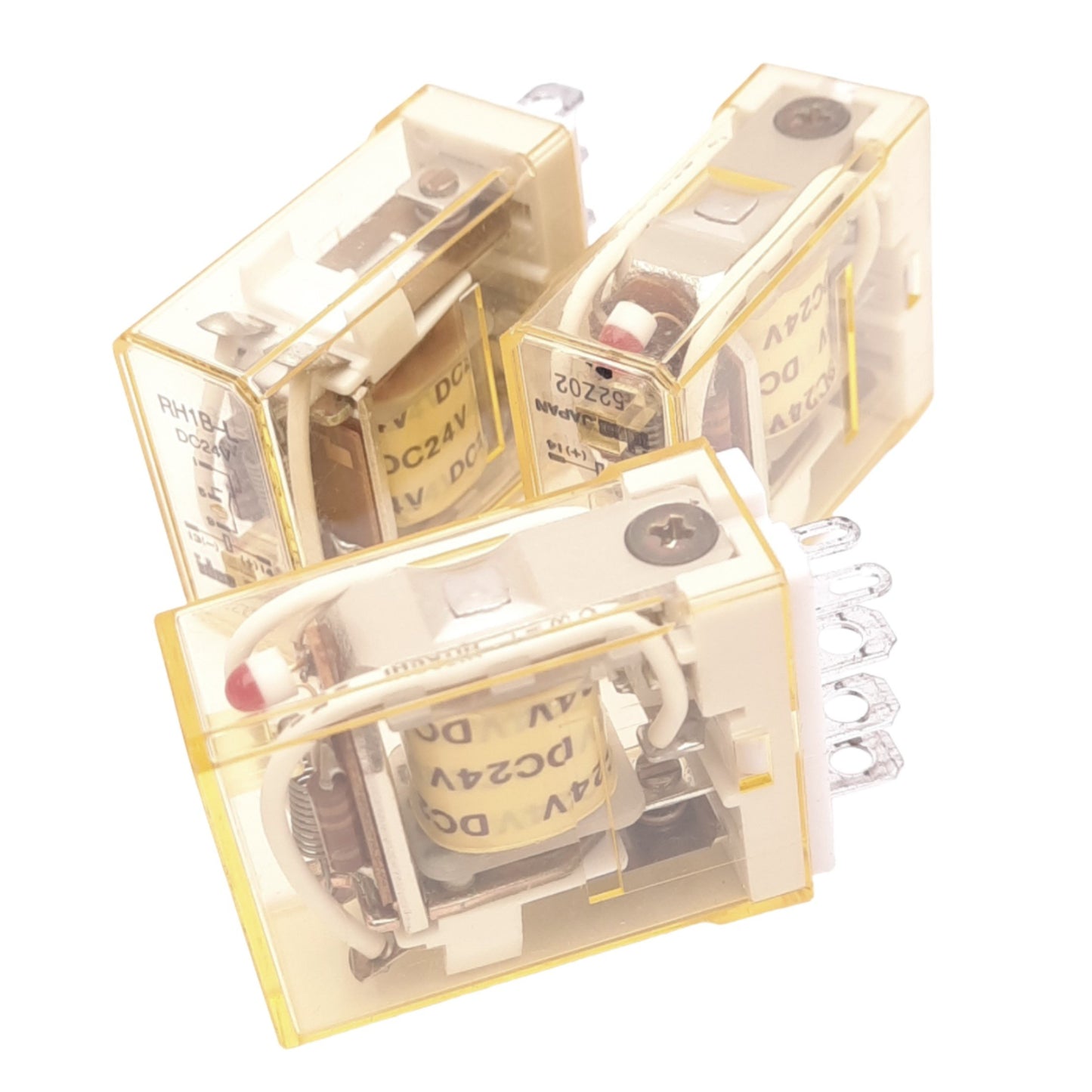 Used Lot of 3 IDEC RH1B-L DC24V Relays, SPDT, 5-Pin Blades, 10A Max, 24VDC Coil