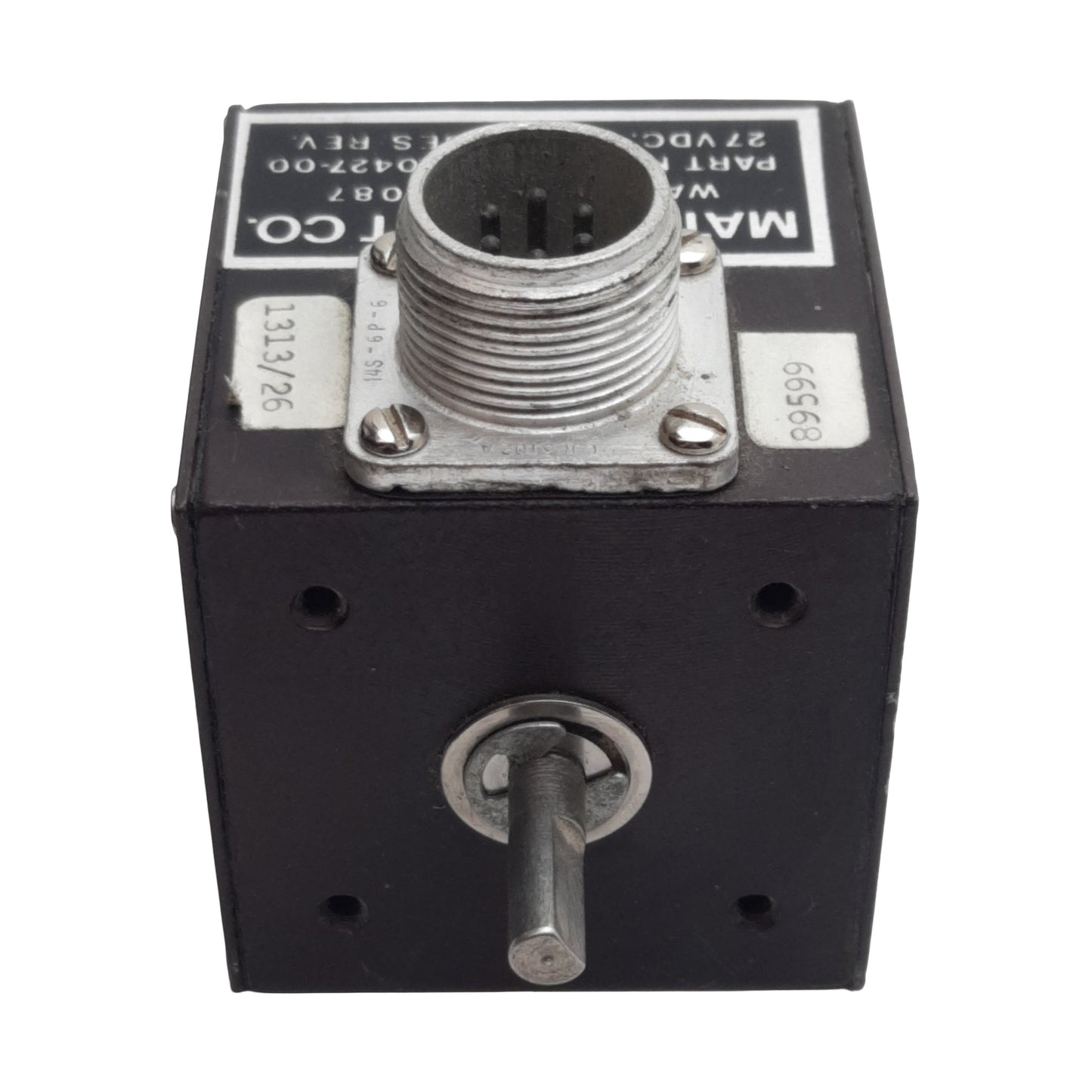 Used Mateer-Burt 355-M800427-00 Rotary Encoder, ø1/4in Shaft, 27VDC, 100PPR, 6-Pin MS