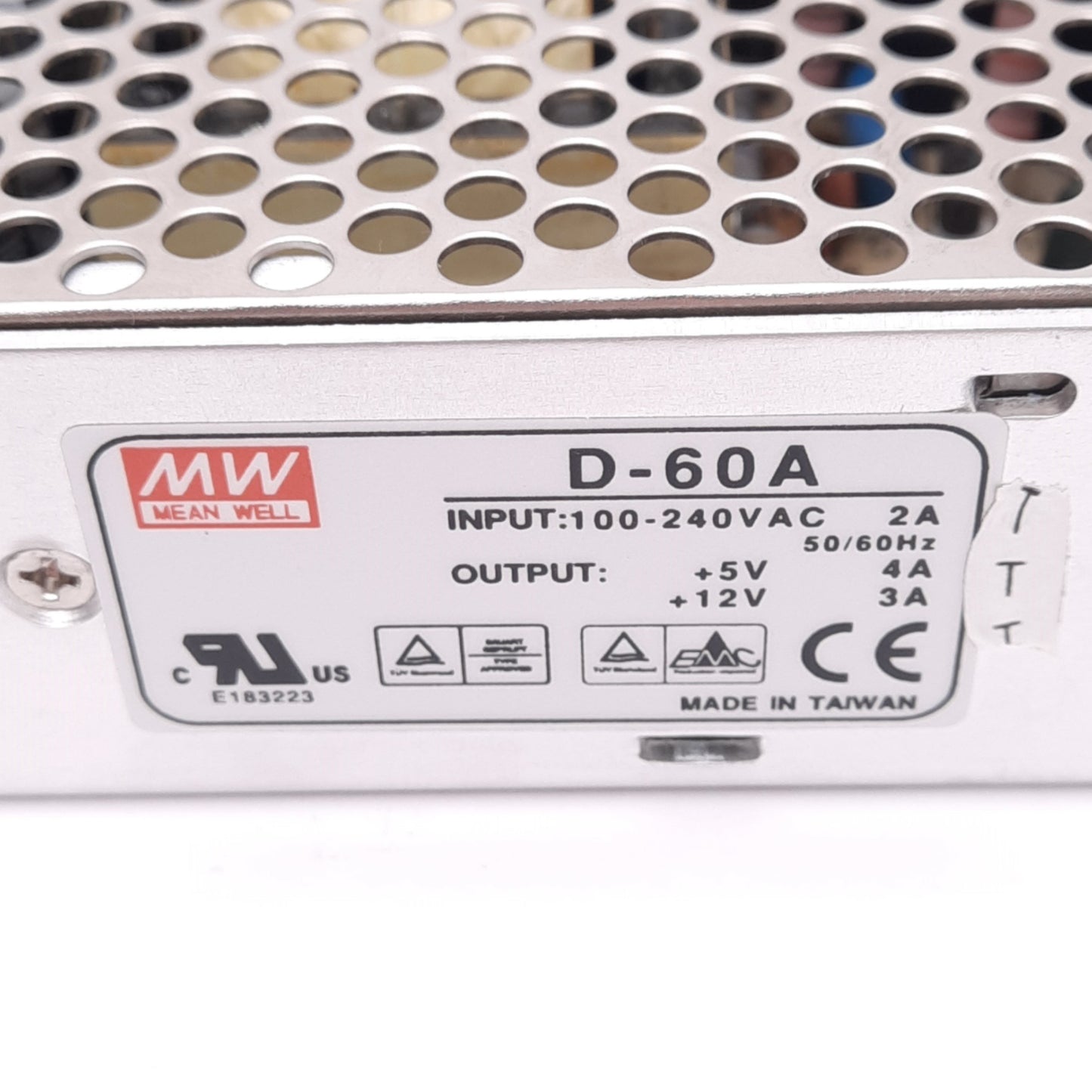 New Mean Well D-60A Power Supply, 100-240VAC 2A In, 5/12VDC 4/3A Out, 60W Max