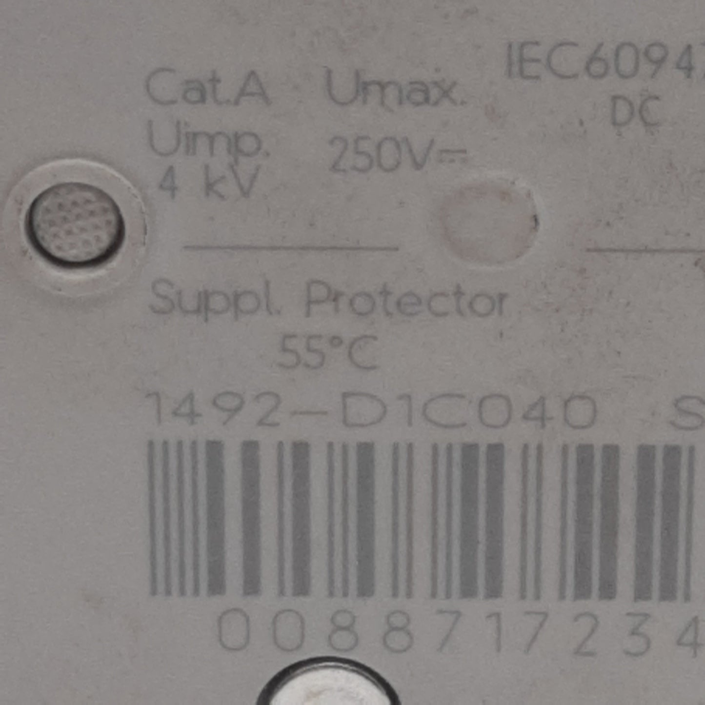 Used Allen Bradley 1492-D1C040 Circuit Breaker, 1-Pole, 4A 250VDC, DIN Rail