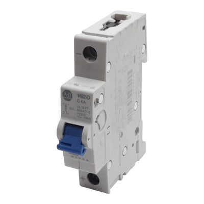 Used Allen Bradley 1492-D1C040 Circuit Breaker, 1-Pole, 4A 250VDC, DIN Rail