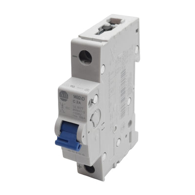 Used Allen Bradley 1492-D1C020 Circuit Breaker, 1-Pole, 2A 250VDC, DIN Rail