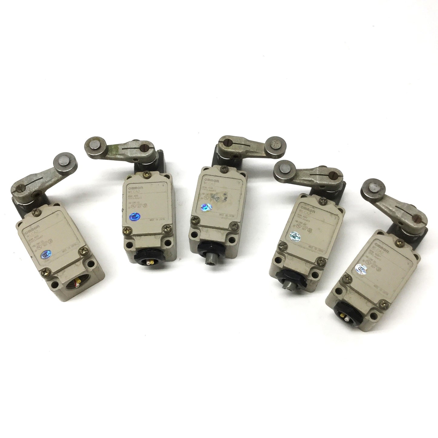 Used Lot of 5 Omron WLCA2 Roller Lever Limit Switches NO/NC DPST, 600VAC 10A