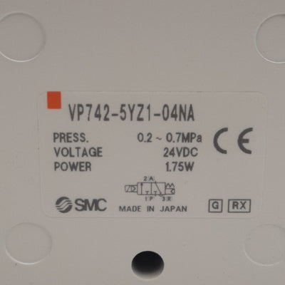 New SMC VP742-5YZ1-04NA Solenoid Valve NC 3/2-Way, 1/2in NPT, 0.2-0.7MPa, 24VDC Coil
