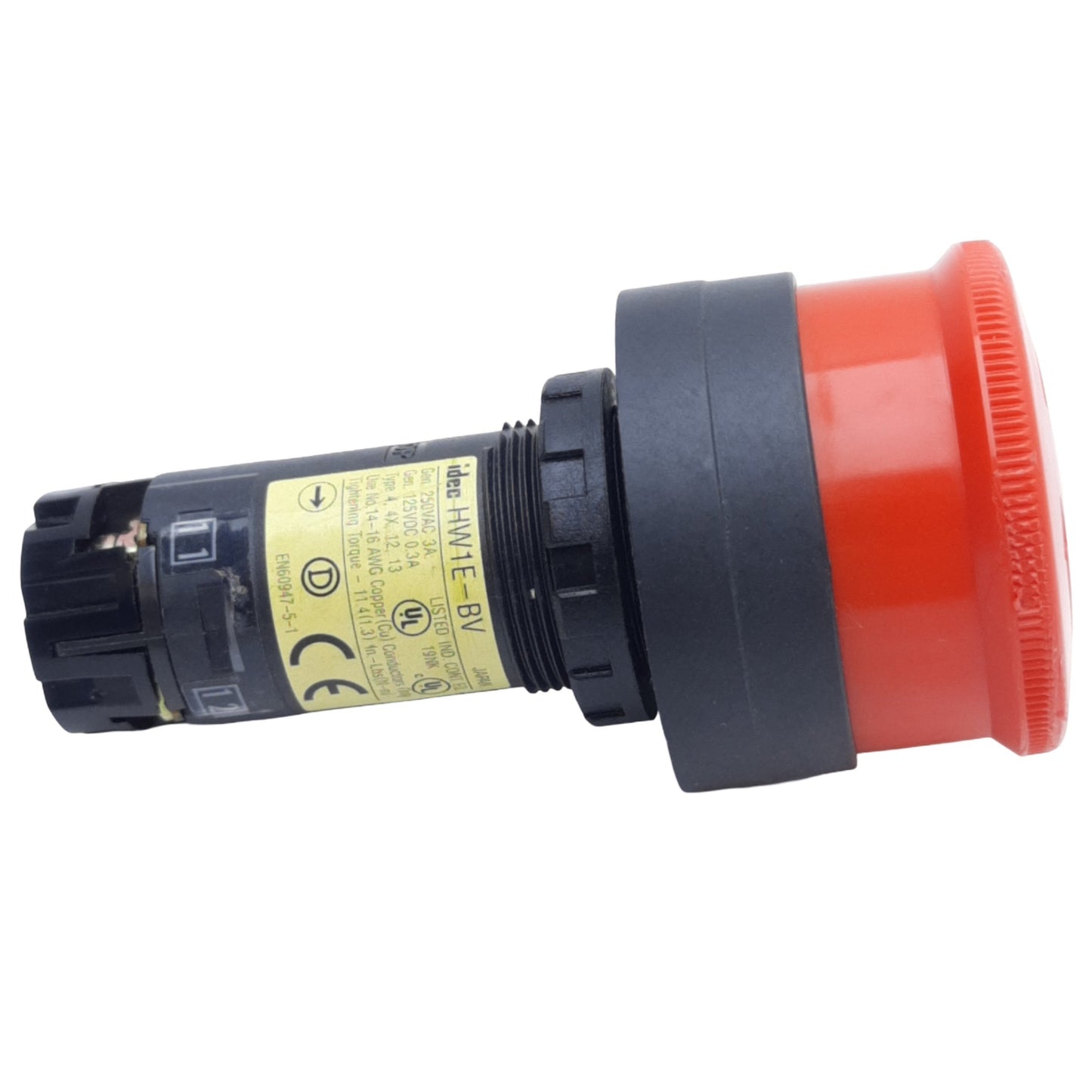 Used Idec HW1E-BV4 Emergency Stop Pushbutton, Maintained, ø22mm, 125VDC, 250VAC