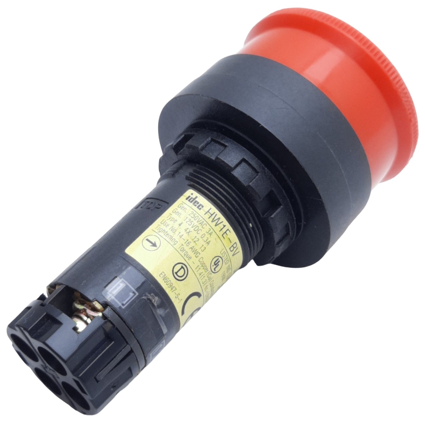 Used Idec HW1E-BV4 Emergency Stop Pushbutton, Maintained, ø22mm, 125VDC, 250VAC
