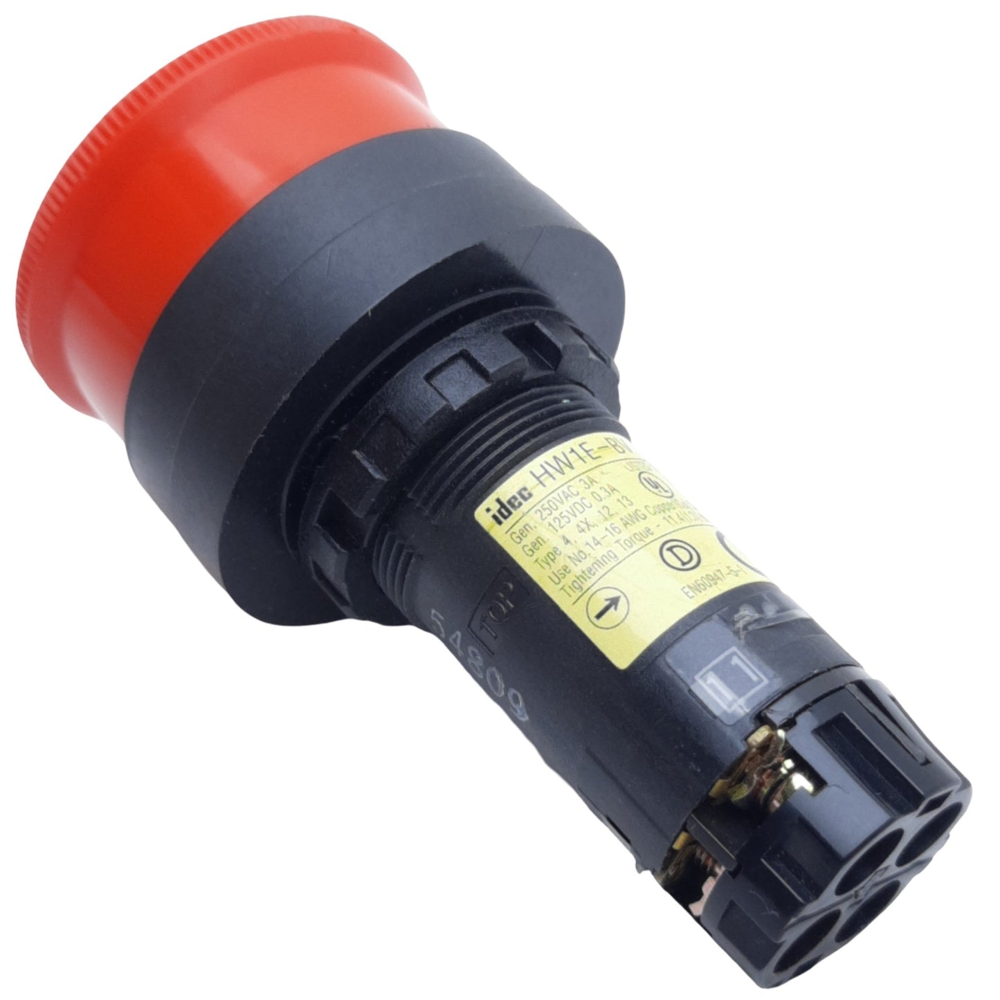 Used Idec HW1E-BV4 Emergency Stop Pushbutton, Maintained, ø22mm, 125VDC, 250VAC
