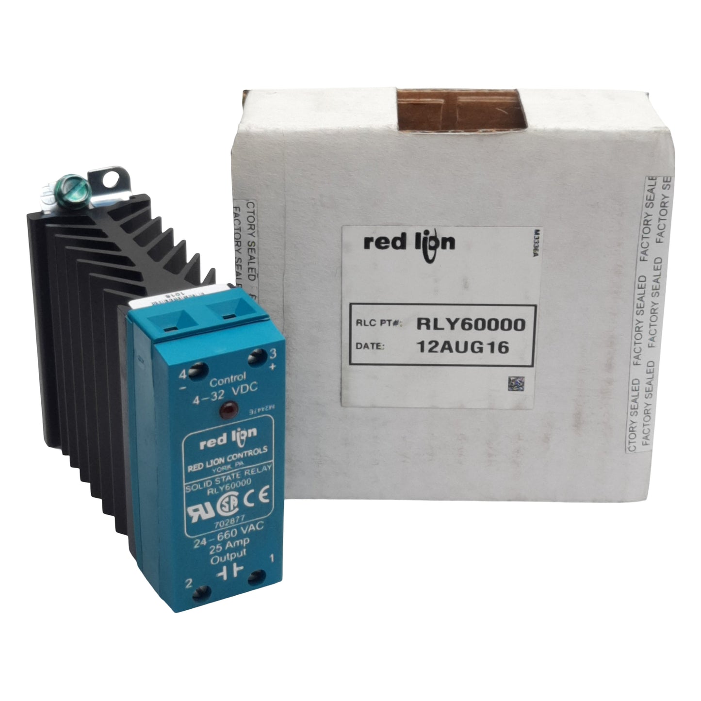New Red Lion RLY60000 Heatsink Solid-State Relay, 4-32VDC In, 25A 24-660VAC Out