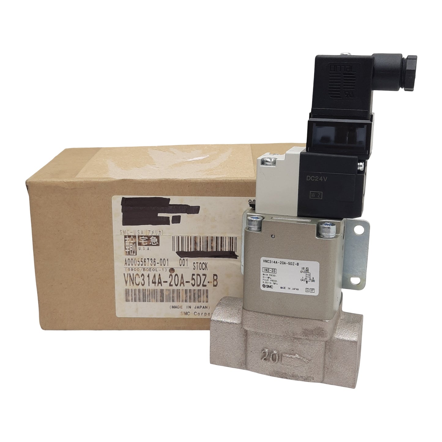 New SMC VNC314A-20A-5DZ-B Solenoid Process Valve, N.C., 1MPa, Rc 3/4in, 24VDC Coil