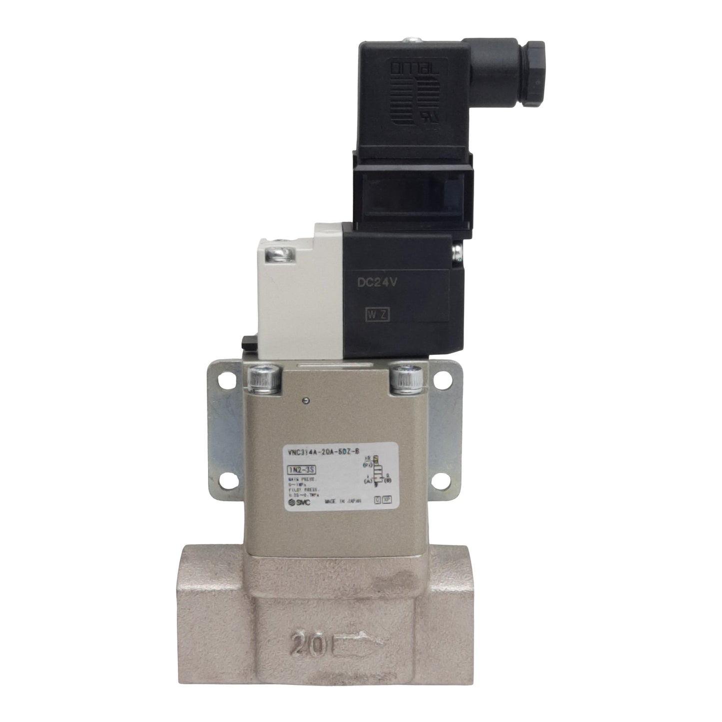 New SMC VNC314A-20A-5DZ-B Solenoid Process Valve, N.C., 1MPa, Rc 3/4in, 24VDC Coil