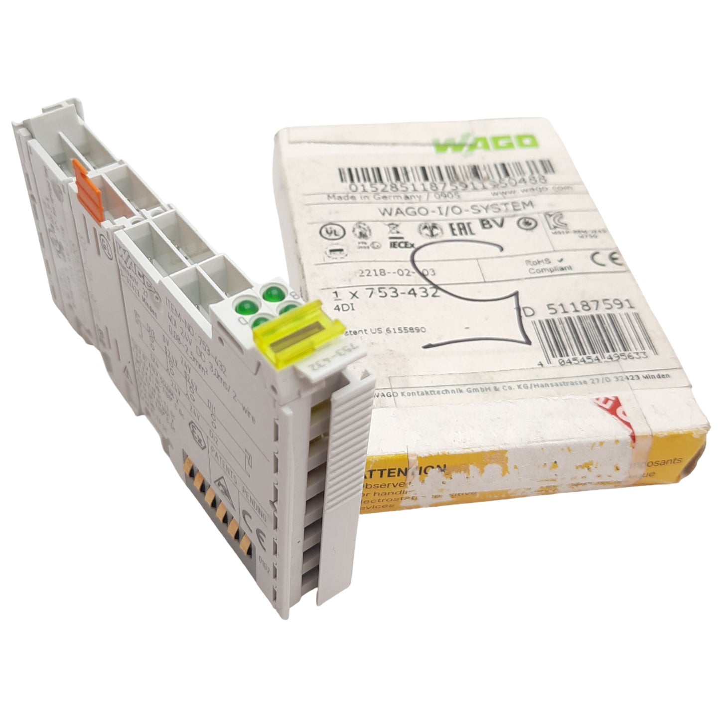 New WAGO 753-432 4-Channel Digital Input Module 24VDC, 10A, 4 Inputs, DIN Rail