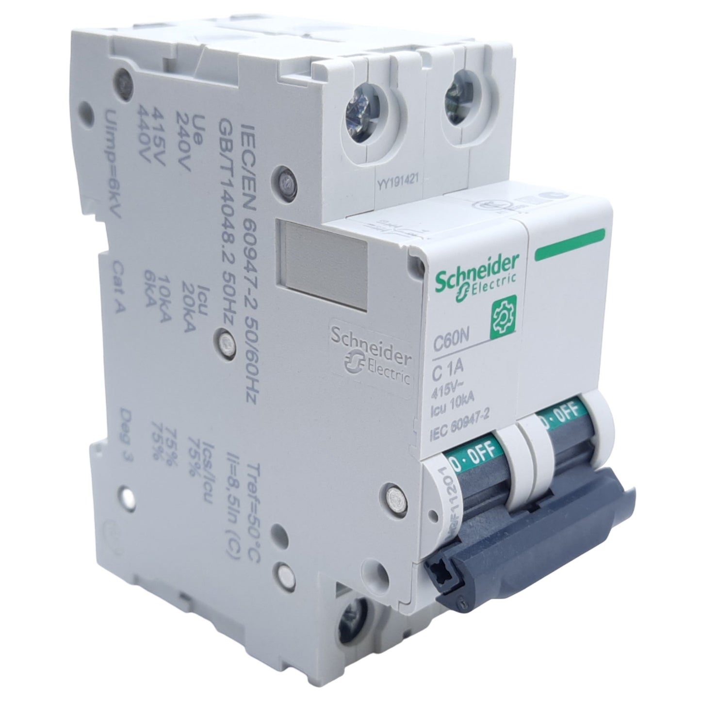 New Schneider Electric M9F11201 C60N Miniature Circuit Breaker, 1A 415V AC, 125V DC