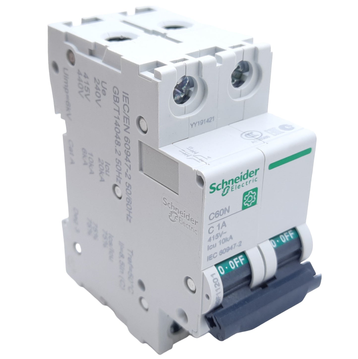 New Schneider Electric M9F11201 C60N Miniature Circuit Breaker, 1A 415V AC, 125V DC