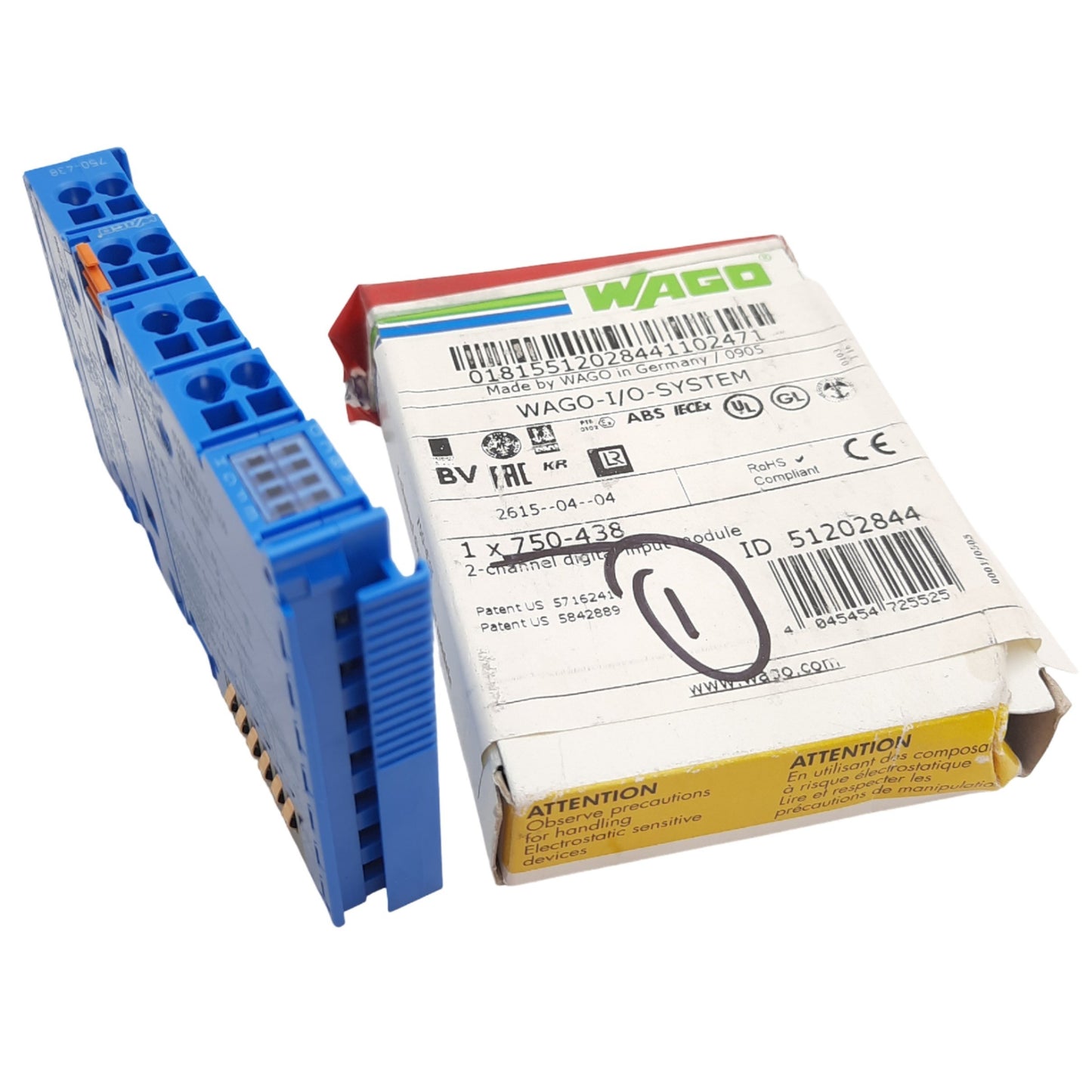 New WAGO 750-438 2-Channel Digital Input Module 24VDC, 1A, 2 Input, DIN Rail