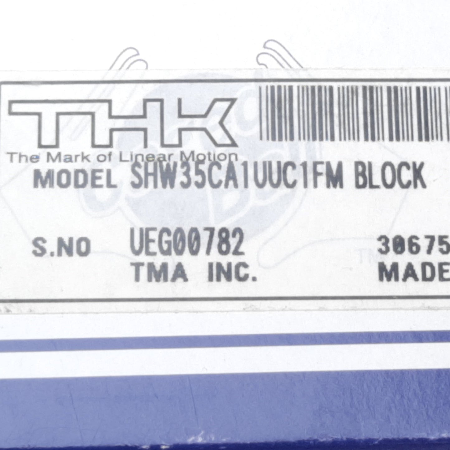 New THK SHW-35CA1UUC1FM Linear Guide Block, Light Preload, 35mmH x 120mmW x 107mmL