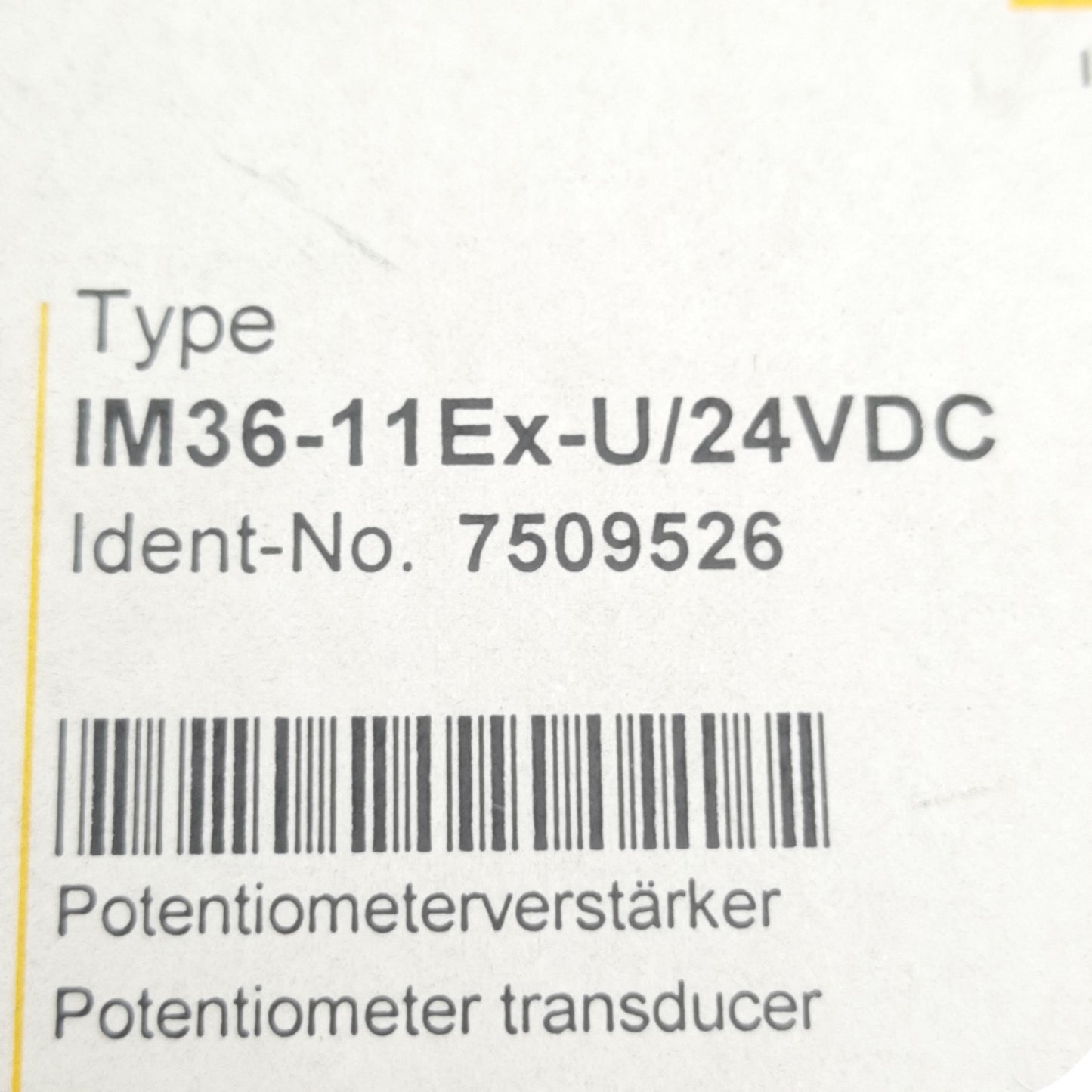 New Turck IM36-11Ex-U/24VDC Potentiometer Amplifier 19-29VDC Supply, 0-10V Output