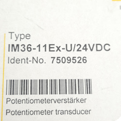 New Turck IM36-11Ex-U/24VDC Potentiometer Amplifier 19-29VDC Supply, 0-10V Output