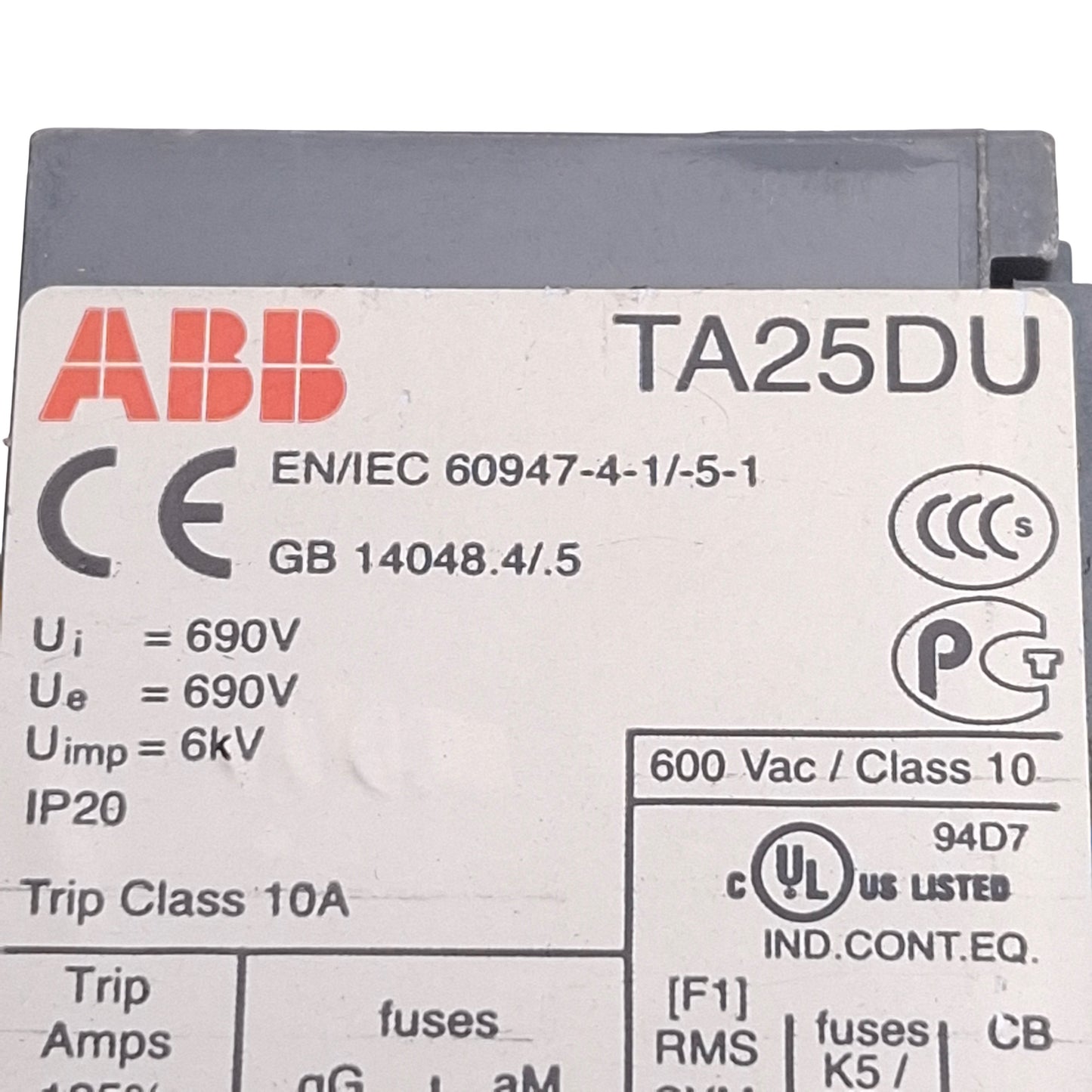 New – Open box ABB TA25DU-1.8M Thermal Overload Relay, 3-Pole, 1NC + 1NO Aux, 1.3-1.8A, 600VAC