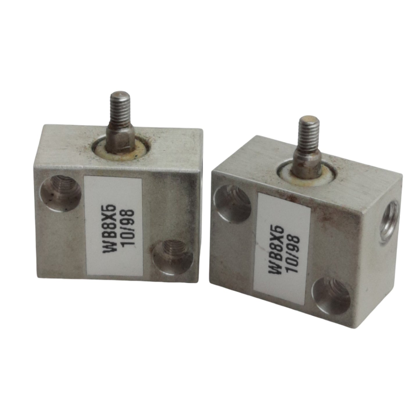 Used Lot of 2 Compact Air WB8X5 Pneumatic Cylinders Bore 8mm Stroke 5mm Port 10-32UNF
