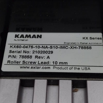 New Exlar KX60-0475-10-NA-S10-IMC-XH-78858 Linear Actuator, 10mm Lead, 450mm Stroke