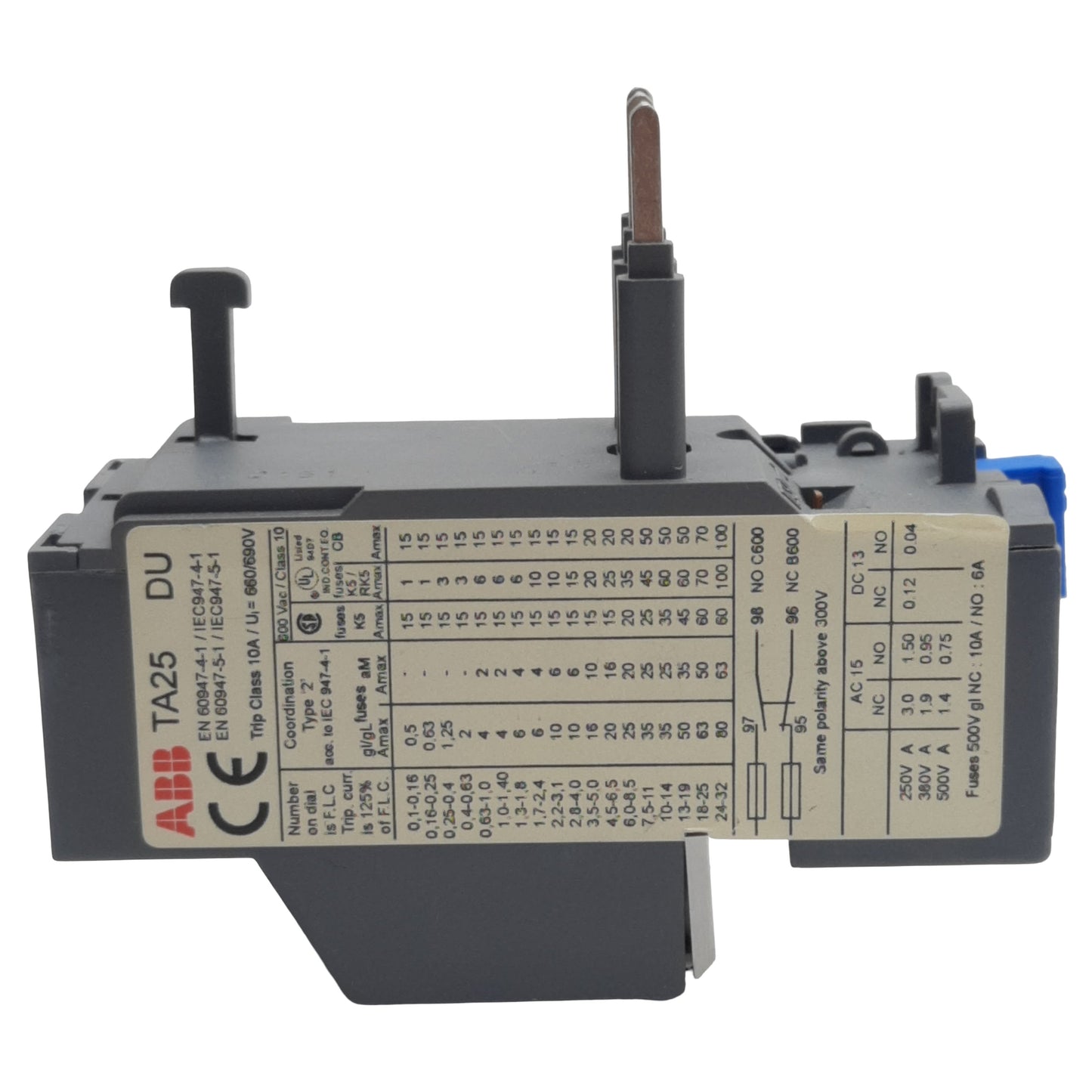 Used ABB TA25DU-1.8M Thermal Overload Relay, 3-Pole, 1N.C. + 1N.O., 1.3-1.8A, 600VAC