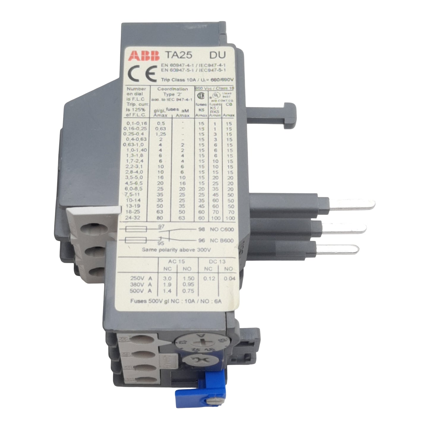 Used ABB TA25DU-1.8M Thermal Overload Relay, 3-Pole, 1N.C. + 1N.O., 1.3-1.8A, 600VAC