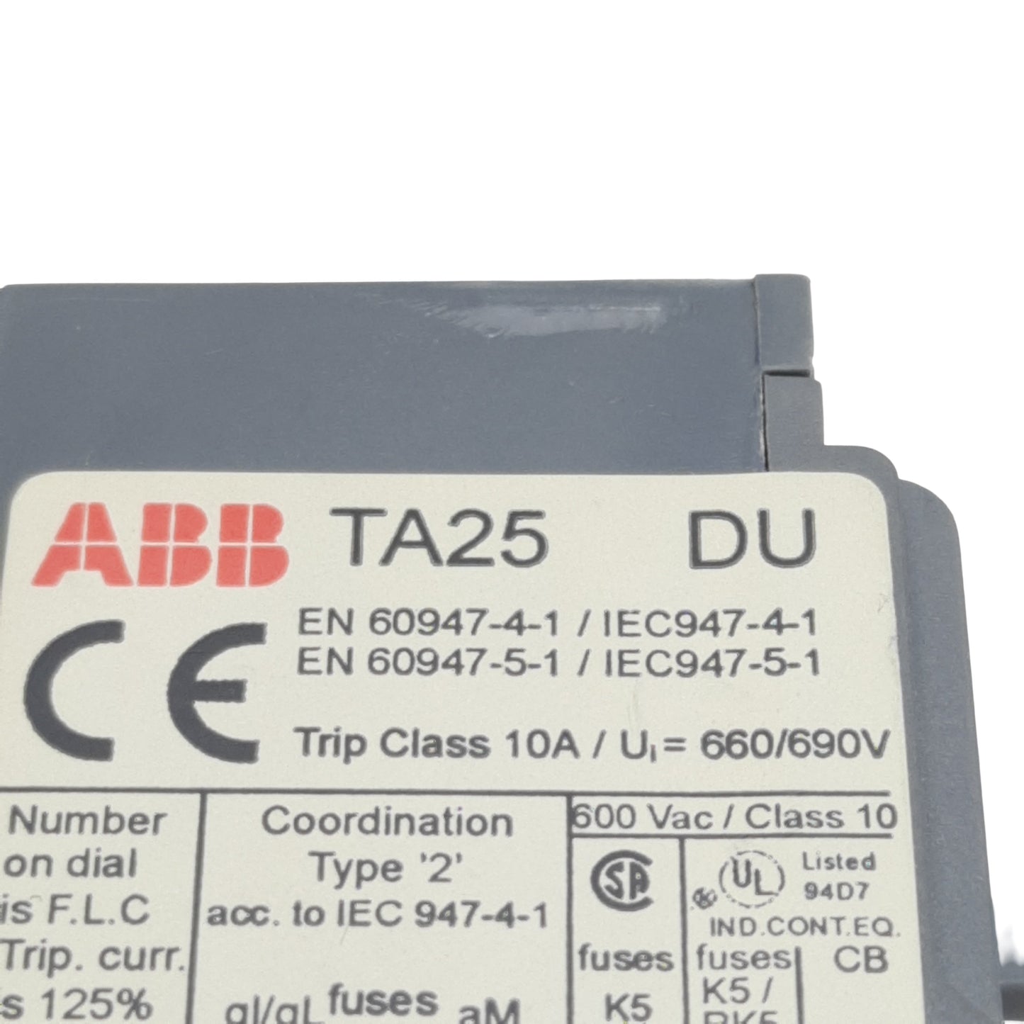 Used ABB TA25DU-1.8M Thermal Overload Relay, 3-Pole, 1N.C. + 1N.O., 1.3-1.8A, 600VAC